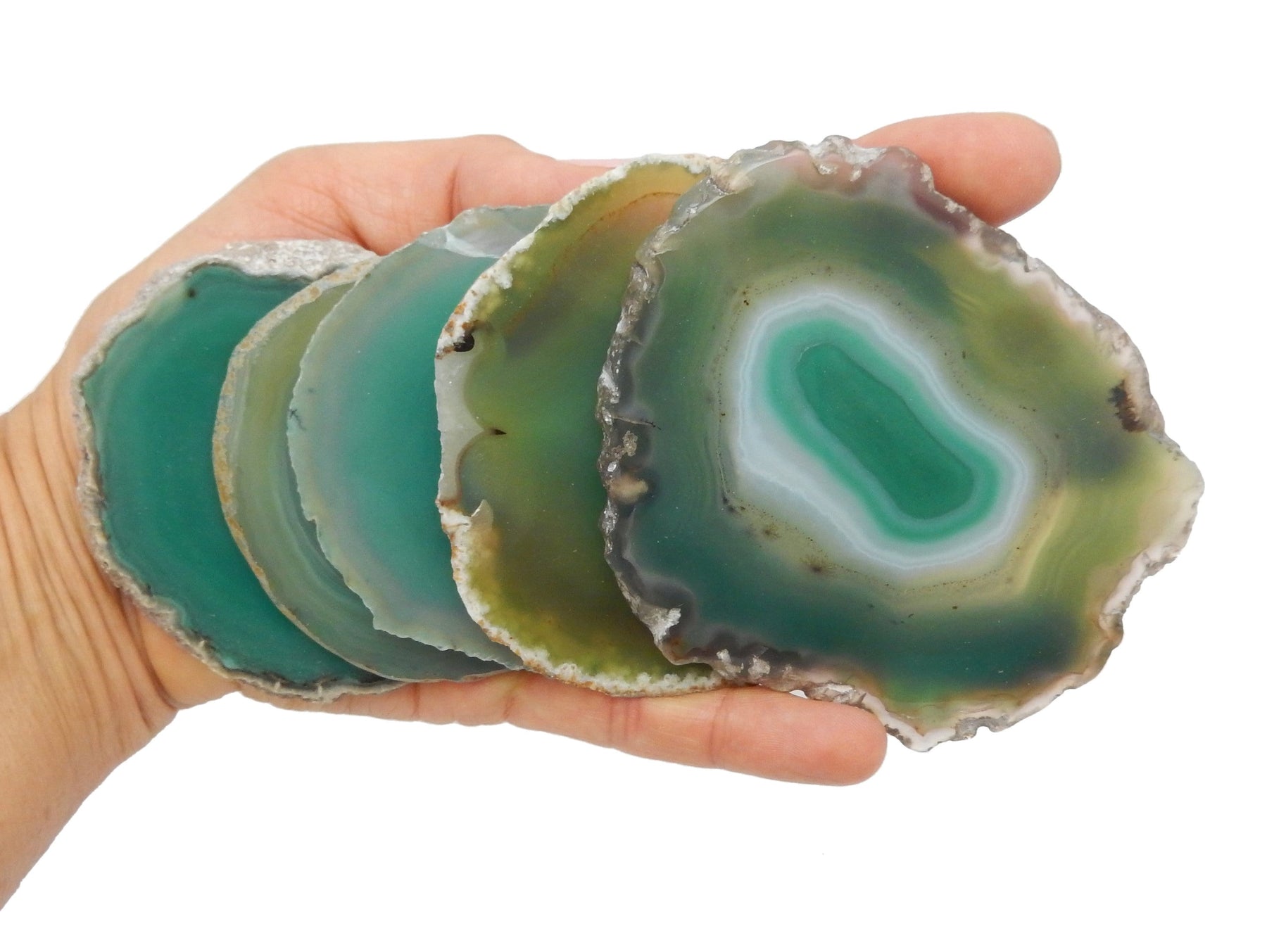 green agate slices