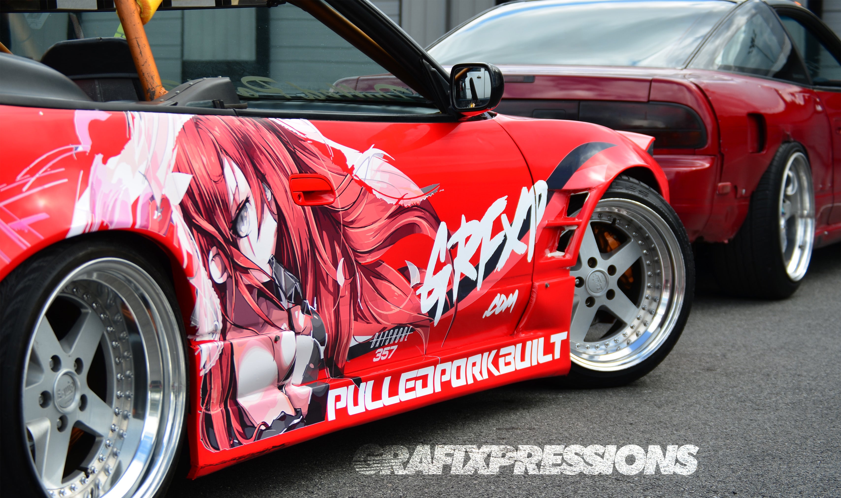A car decorated with anime decals ''itasha'' on display at Niconico  Chokaigi festival in Makuhari Messe Convention Center on April 29, 2018,  Chiba, Japan. Niconico Chokaigi is organized by Japan's largest social