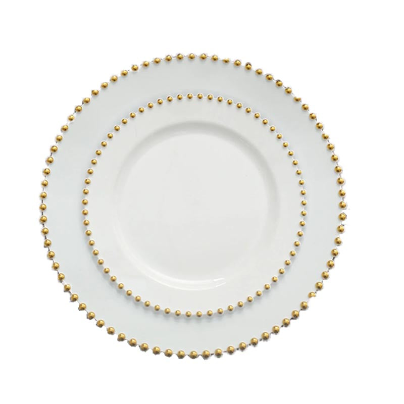 10 Pack Blush Hard Plastic Dessert Plates With Gold Ruffled Rim