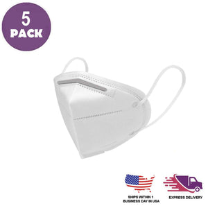 5 Pack KN95 Face Mask With 5 Layer Filters, Elastic Ear Loops And Nose Bridge Clip - Pack of 5 Masks