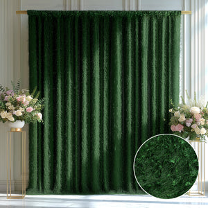 Green Fringe Shag Polyester Backdrop Drape Curtain, Minky Fabric Event Divider Panel - 5ftx10ft - Default Title