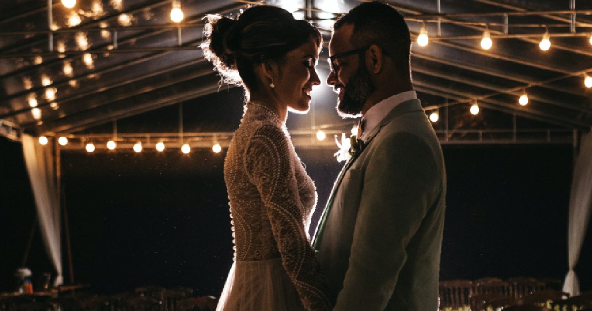 Nothing says beach wedding like twinkly fairy lights