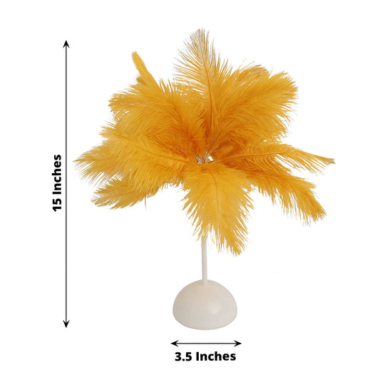 15 LED Black Ostrich Feather Table Lamp Desk Light