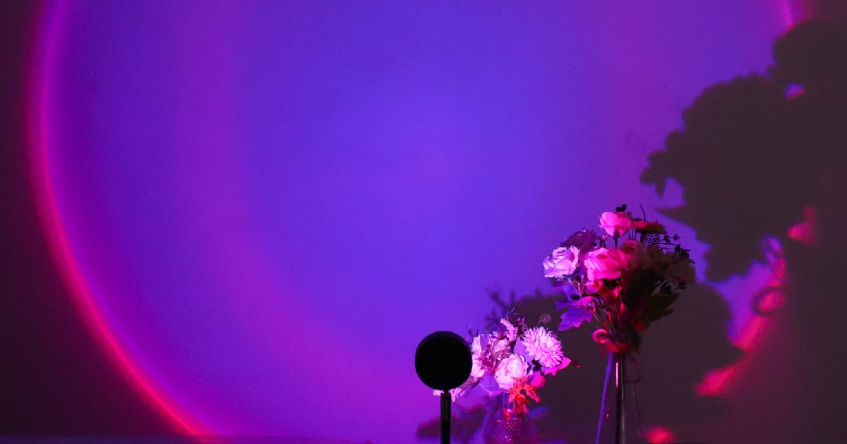 Party ambiance with a purple glow, featuring flowers and best lights for party