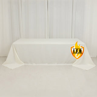 90x156inch Ivory Fire Retardant Tablecloth, Seamless Premium Polyester Rectangular Table Cover