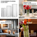 6 Pack Ribbed Cylinder Glass Vases – 16" Tall Clear Vases for Wedding Centerpieces,