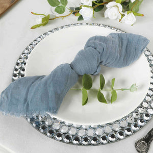 5 Pack Gauze Cheesecloth Napkins 24"x19" Dusty Blue - Reusable Boho Dinner Napkins - Pack of 5 Napkins