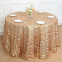 Sequin On Mesh Round Tablecloth Matte Champagne 120 Inches