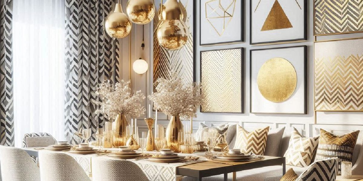 Modern Home Decor Ideas: Gold-Accented Dining Table