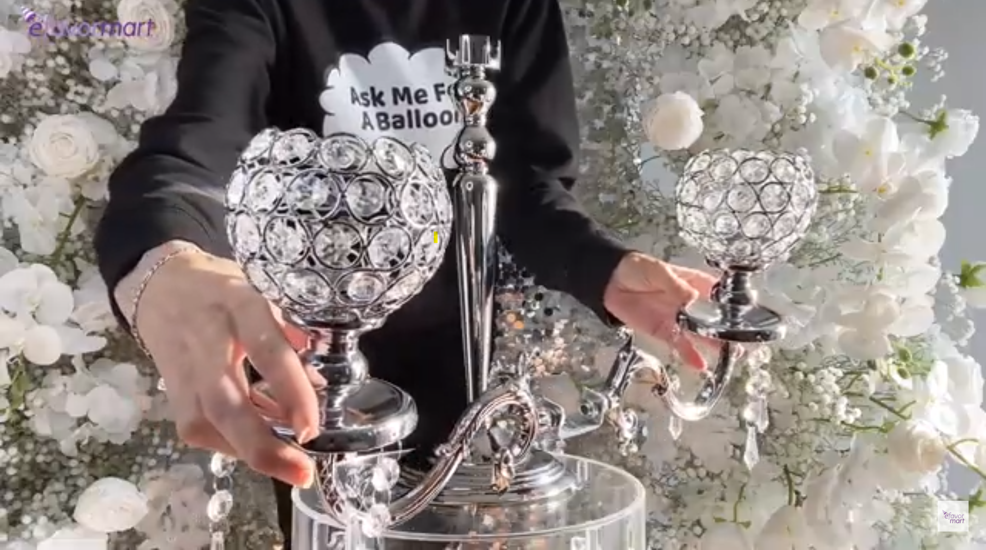 Assembling the crystal beaded candelabra