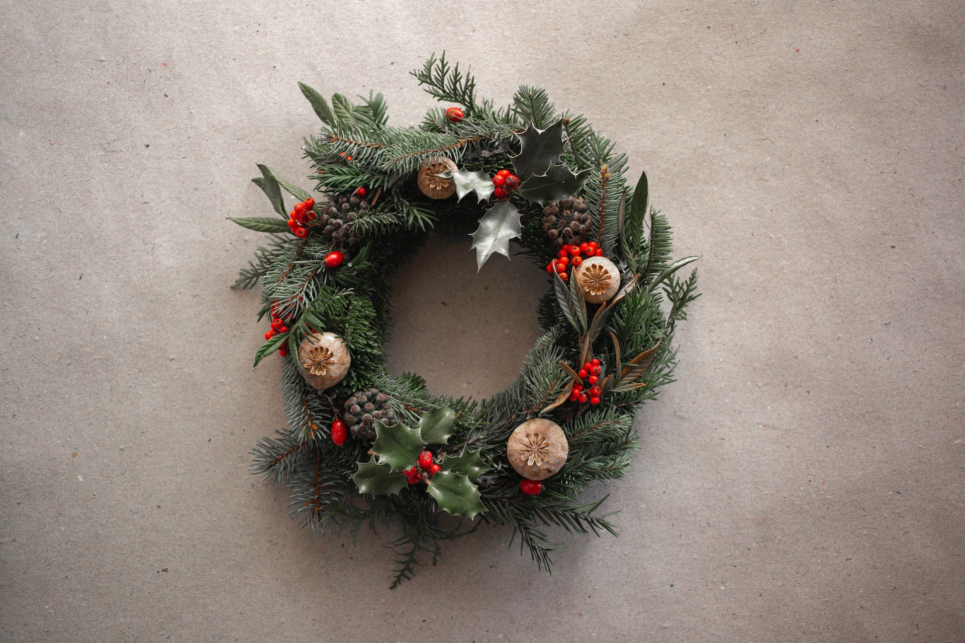 Christmas wreath with decorations