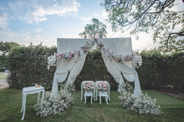 Wedding arch with flower decor