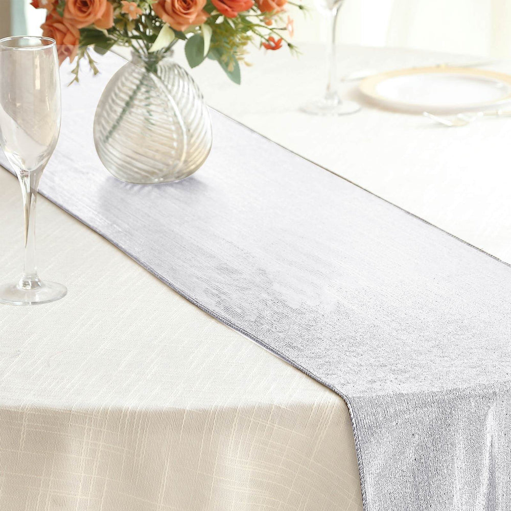 12x108inch Silver Shimmer Sequin Dots Polyester Table Runner, Wrinkle Free Sparkle Glitter