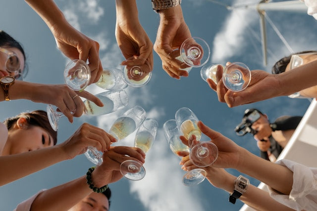 Mother’s Day spa party joy with champagne flutes cheers