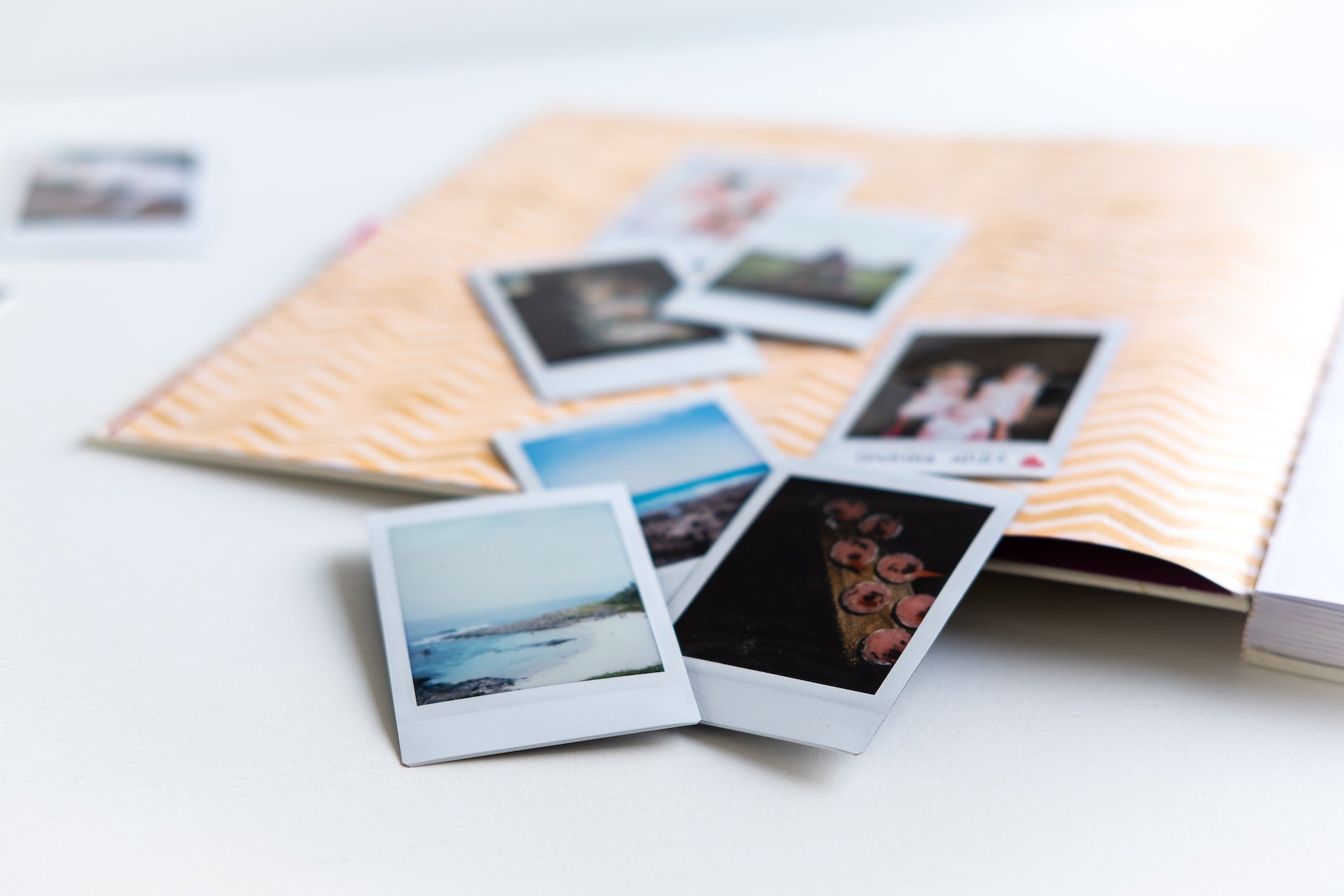 Polaroid photos on a table