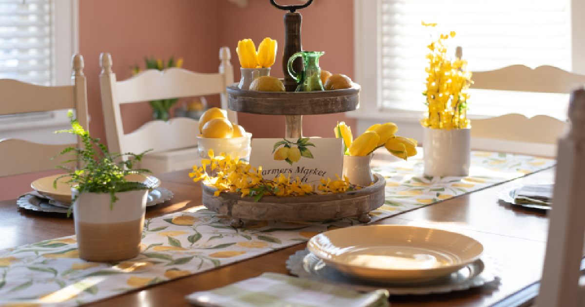 rustic table decor in spring