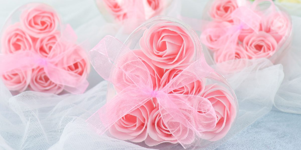 Pink rose soaps, elegant useful party favor ideas