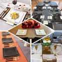 10 Pack | 10inch Clear / Gold Concave Modern Square Plastic Dinner Plates Disposable Party Plates