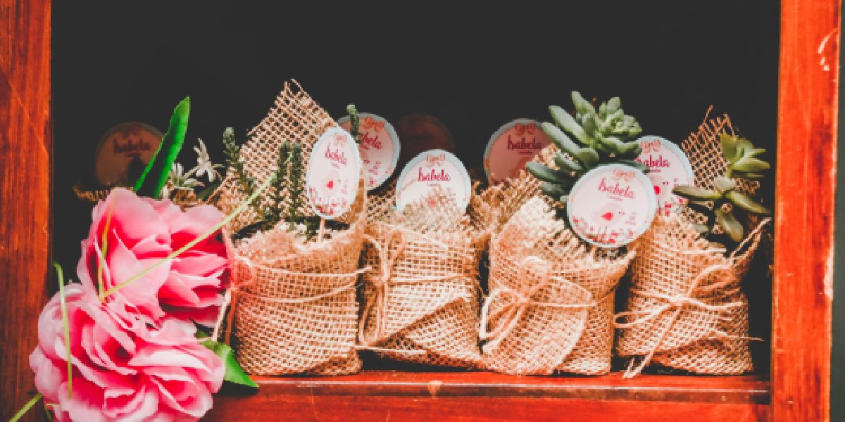 Potted plants in burlap as useful party favor ideas