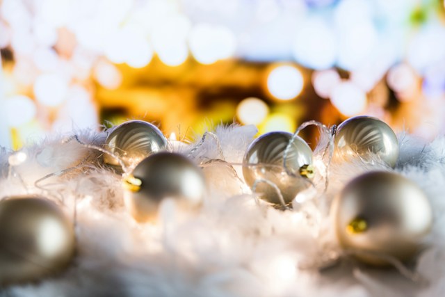 Silver disco balls with sparkling lights