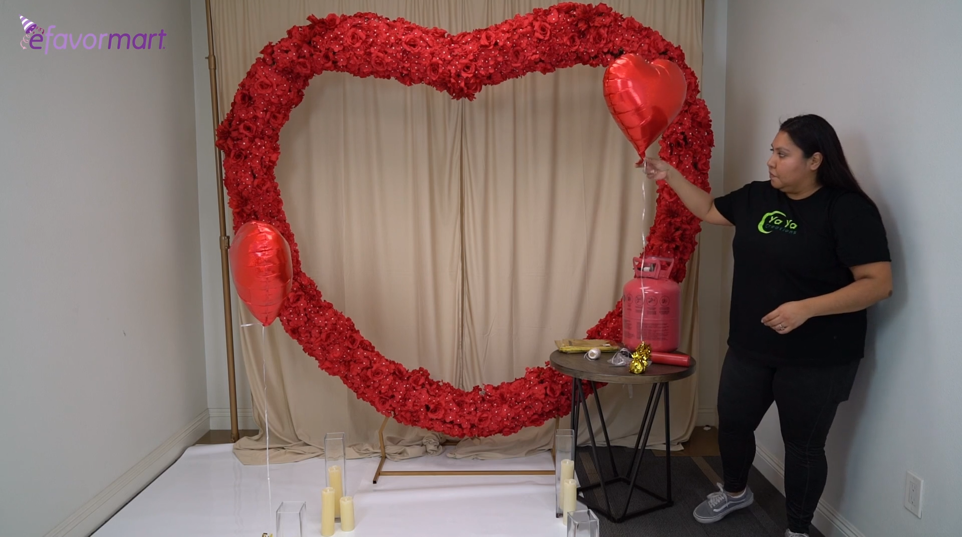 Heart balloons with aisle runners on the floor