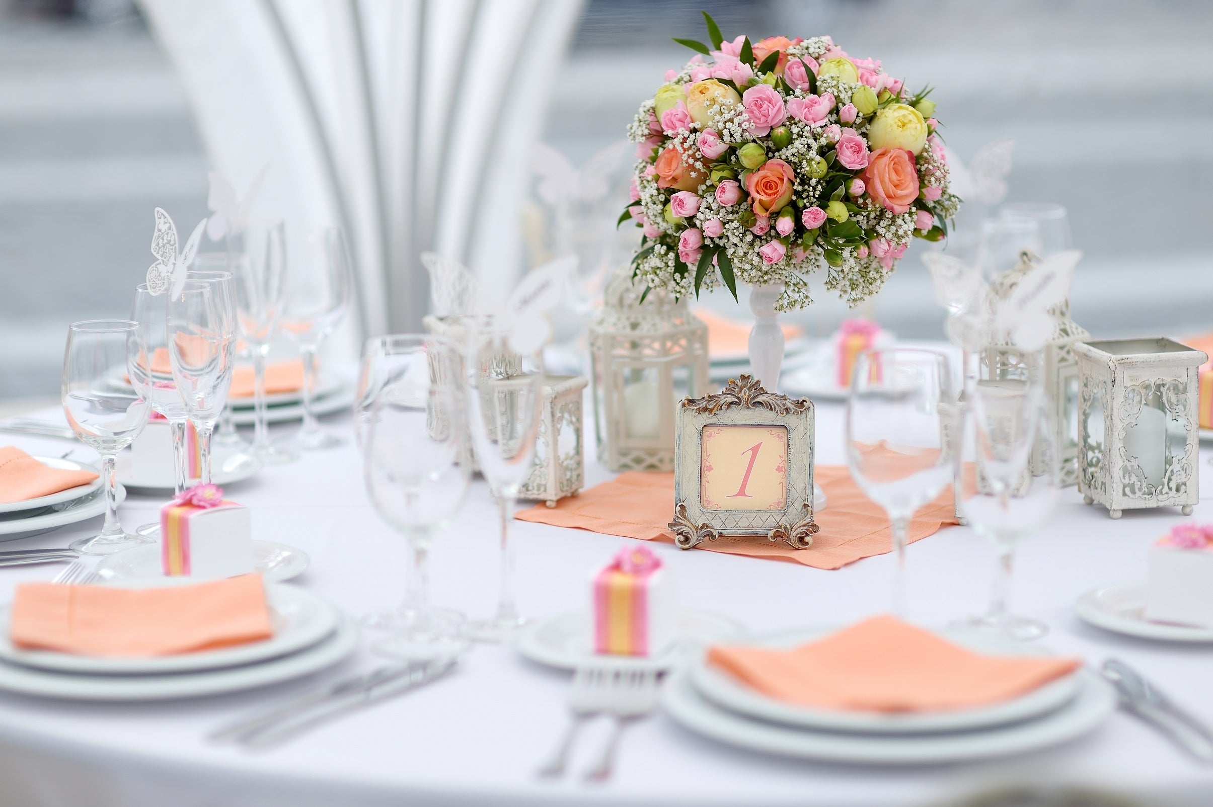 tablecloths at dinner banquet with chair covers and chair sashes