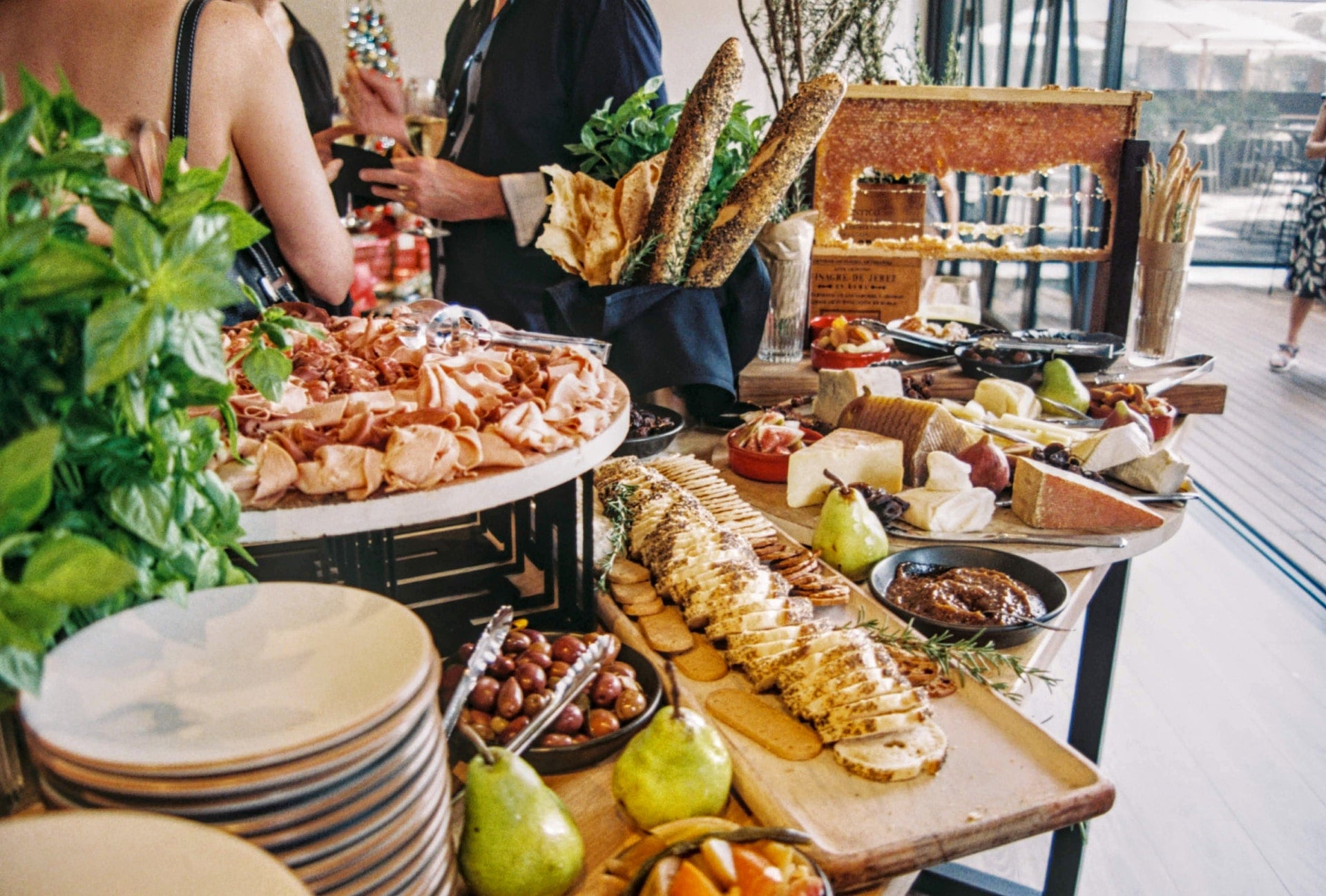 Food display at a welcoming wedding party