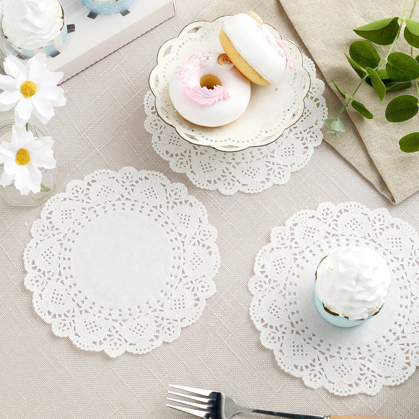 100 Pcs  12 Round White Lace Paper Doilies, Food Grade Paper