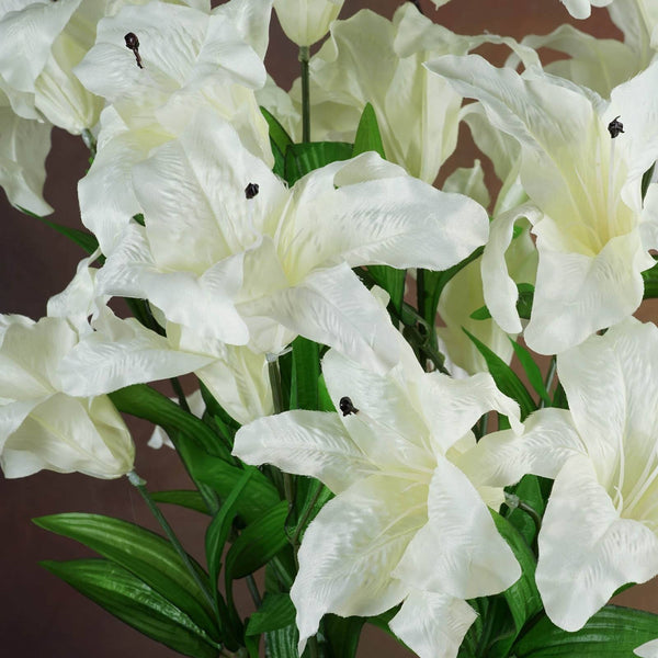 6 Bush 54 pcs Cream Artificial Casa Blanca Lily Flower Bridal Bouquet