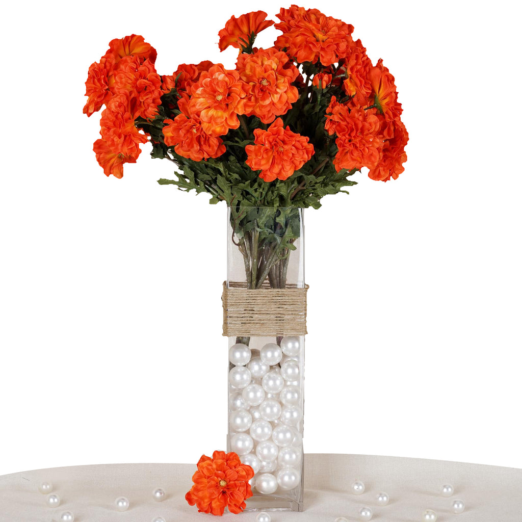 4 Bush 72 Pcs Orange Artificial Zinnia Flowers EFavorMart