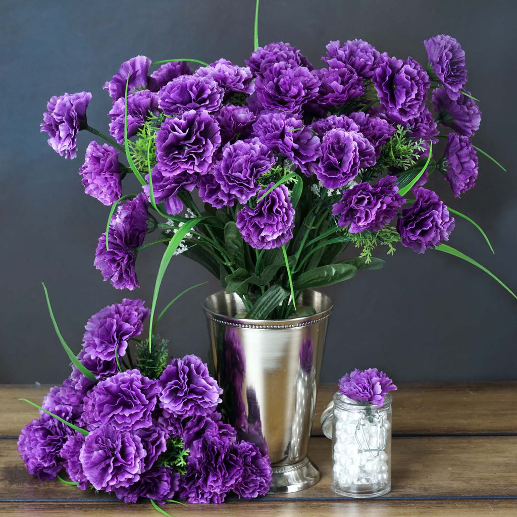 252 Artificial Purple Silk Carnation Flowers Wedding Bridal Bouquet Vase Decoration Efavormart