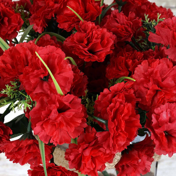 252 Artificial Red Silk Carnation Flowers Wedding Bridal Bouquet Vase ...