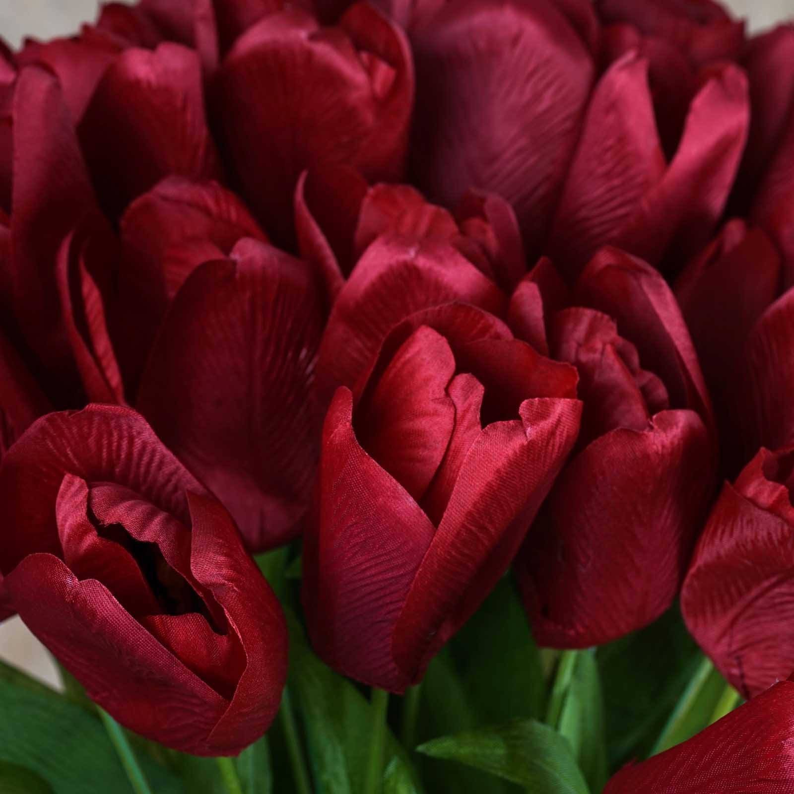 56 Artificial Tulip Flowers  Burgundy  eFavorMart