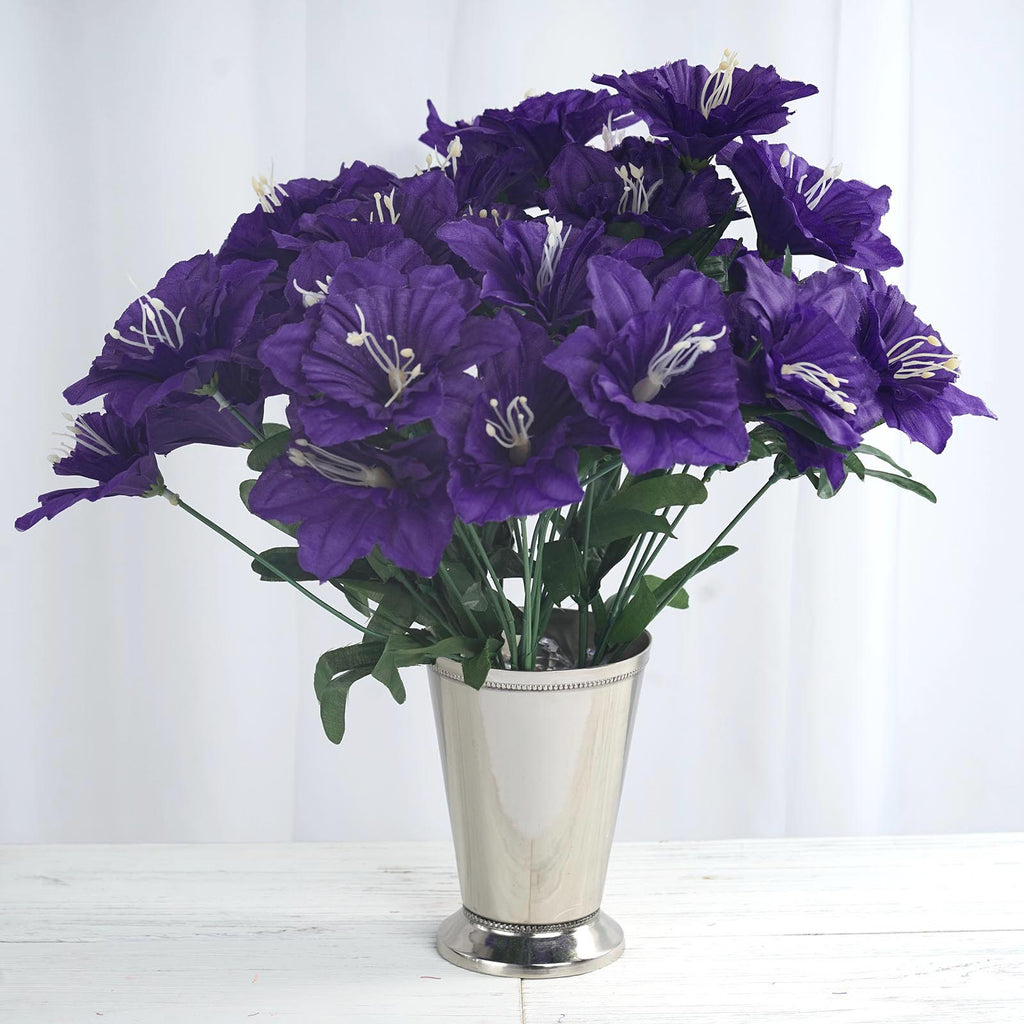 72 Artificial Purple Silk Daffodil Flowers Wedding Bridal Bouquet Vase ...