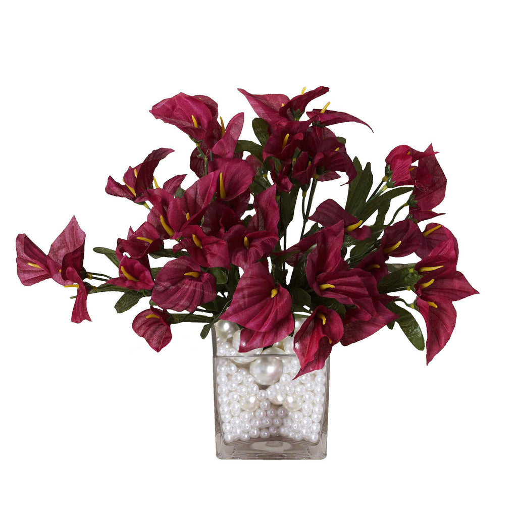 12 Bush 252 Pcs Burgundy Artificial Mini Calla Lilies Flowers | efavormart