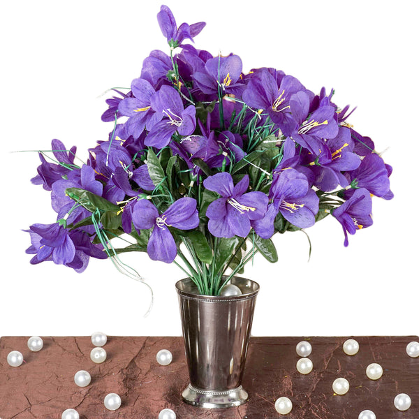 6 Bush 144 Pcs Purple Amaryllis Artificial Silk Flowers Wedding ...