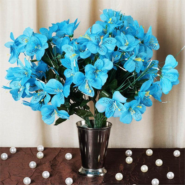 6 Bush 144 Pcs Turquoise Amaryllis Artificial Silk Flowers Wedding ...