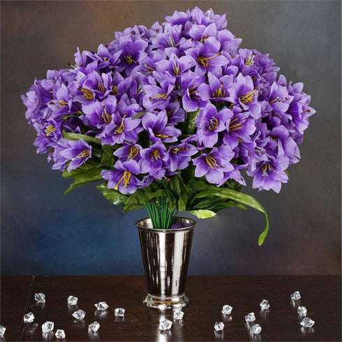 150 Artificial Oriental Lily Flowers Bush - Lavender | eFavorMart