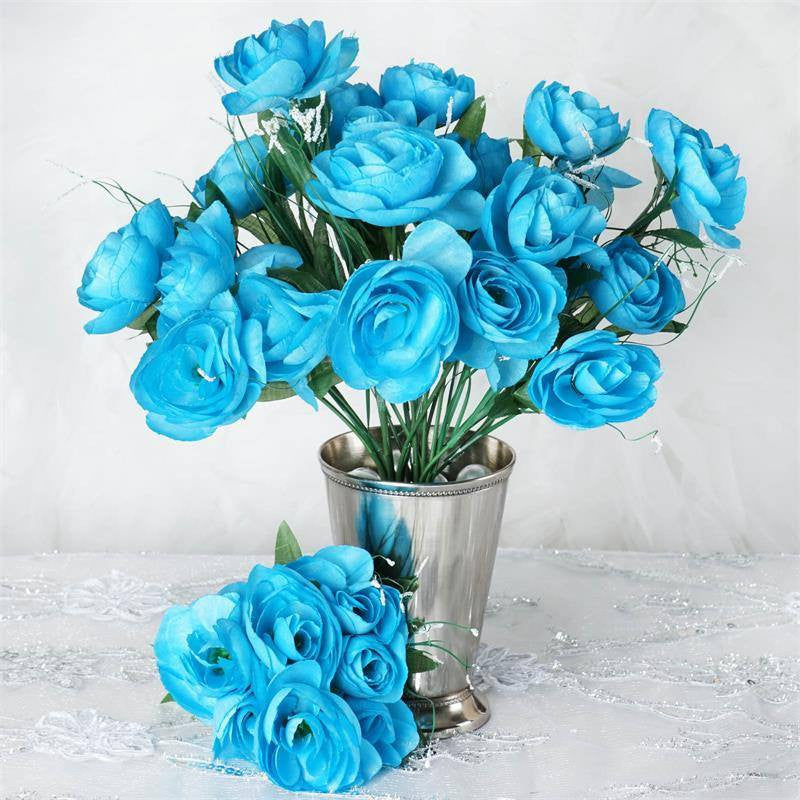 84 Artificial Silk Camelia Flowers Bouquet Turquoise Efavormart