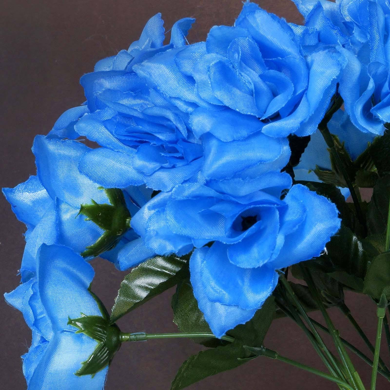 84 Artificial Silk Open Roses New Blue Efavormart