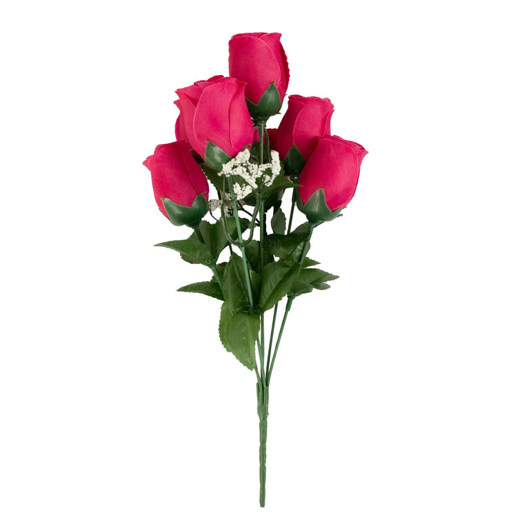 12 Bush Fushia 84 Rose Buds Real Touch Artificial Silk Flowers Efavormart