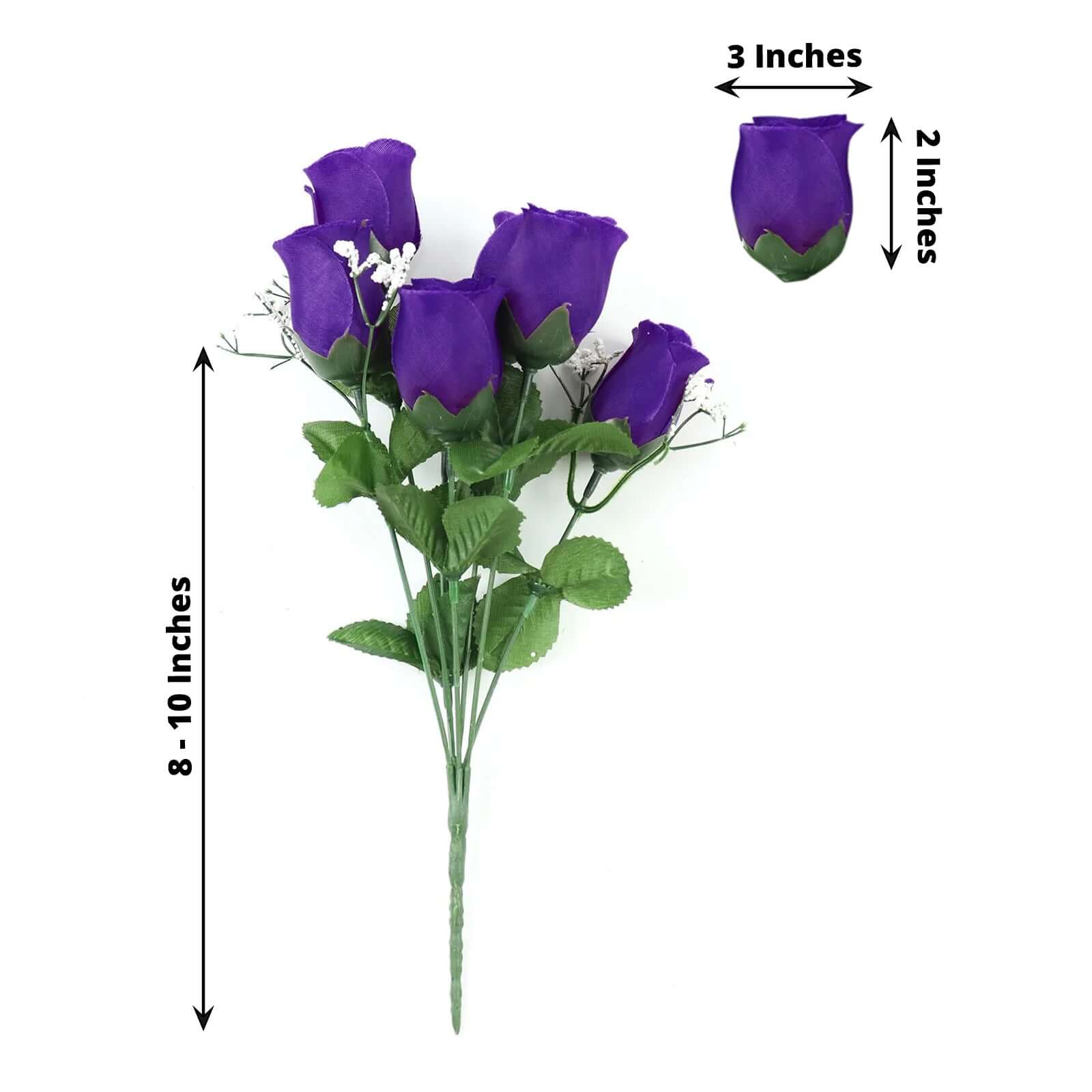 12 Bush Purple 84 Rose Buds Real Touch Artificial Silk Flowers Efavormart