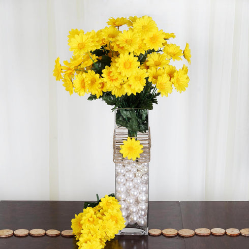 4 Pack 88 Pcs Yellow Artificial Silk Daisy Flowers | eFavorMart