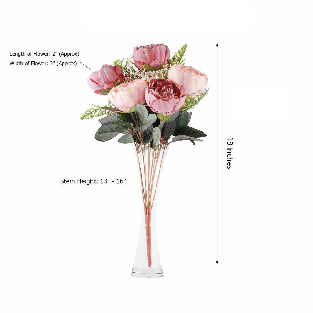 2 Bushes Light Blush | Rose Gold Peony And Hydrangea Artificial Silk ...