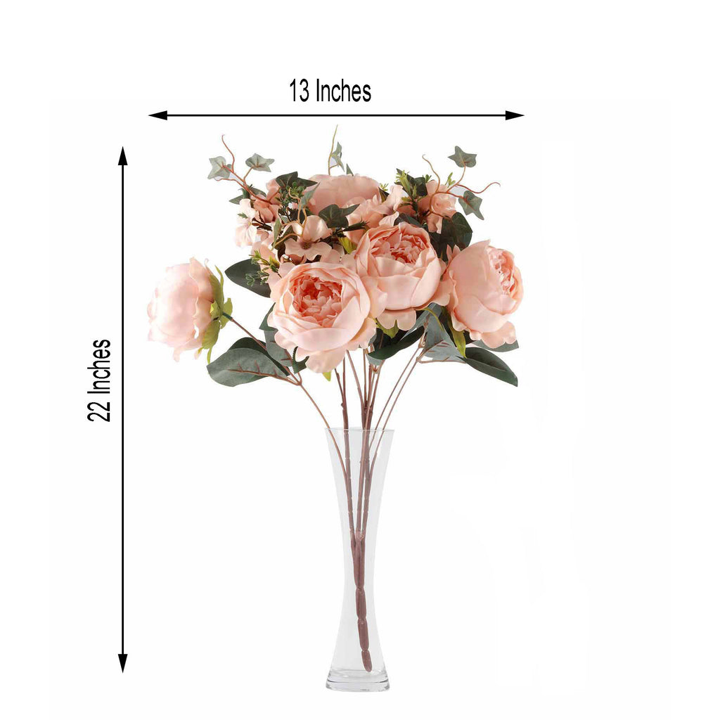 2 Bush Blush | Rose Gold Peony, Rose Bud And Hydrangea Real Touch ...