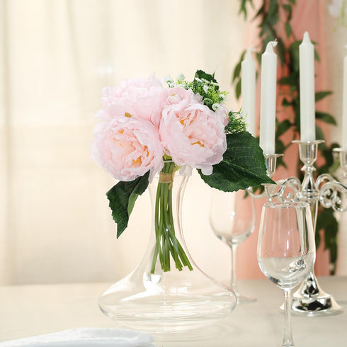 12'' Tall Blush | Rose Gold Artificial Peony Silk Peonies Bouquet ...
