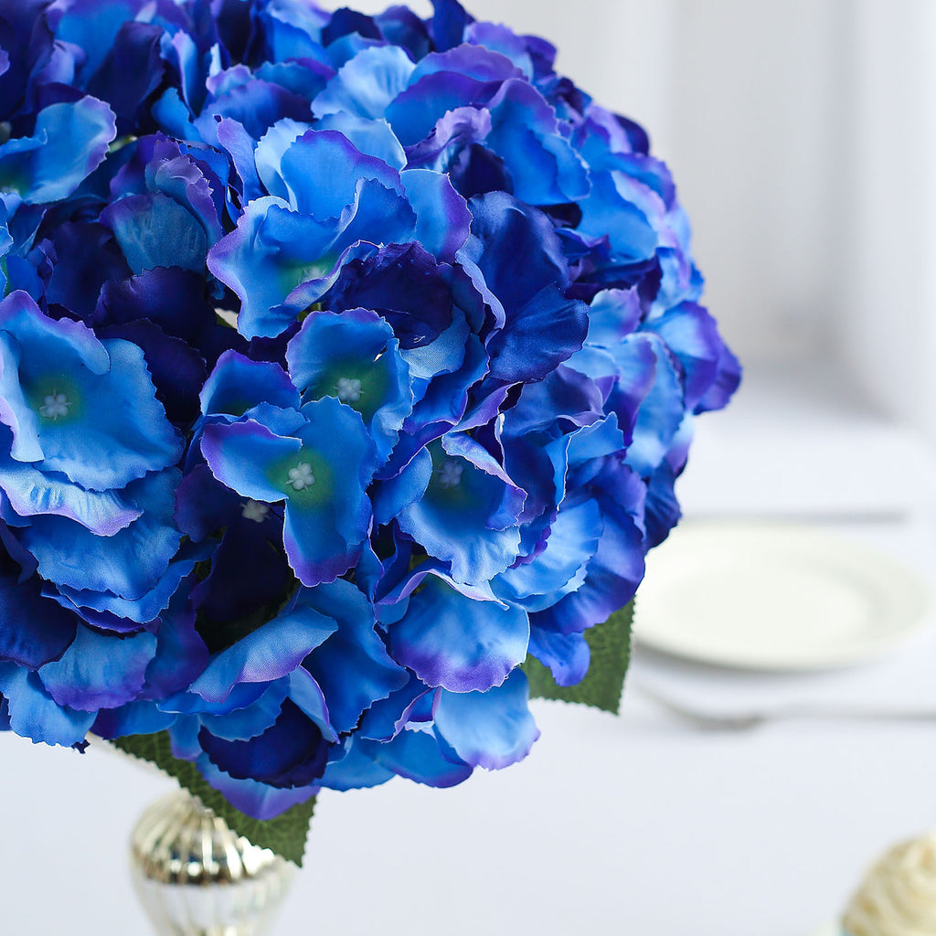 5 Bushes 25 Heads Royal Blue Silk Hydrangea Artificial Flower Bushes