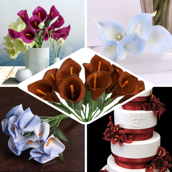 60 pcs Single STEM Mini CALLA Lilies Artificial Wedding Flowers Bouquets CRAFTS