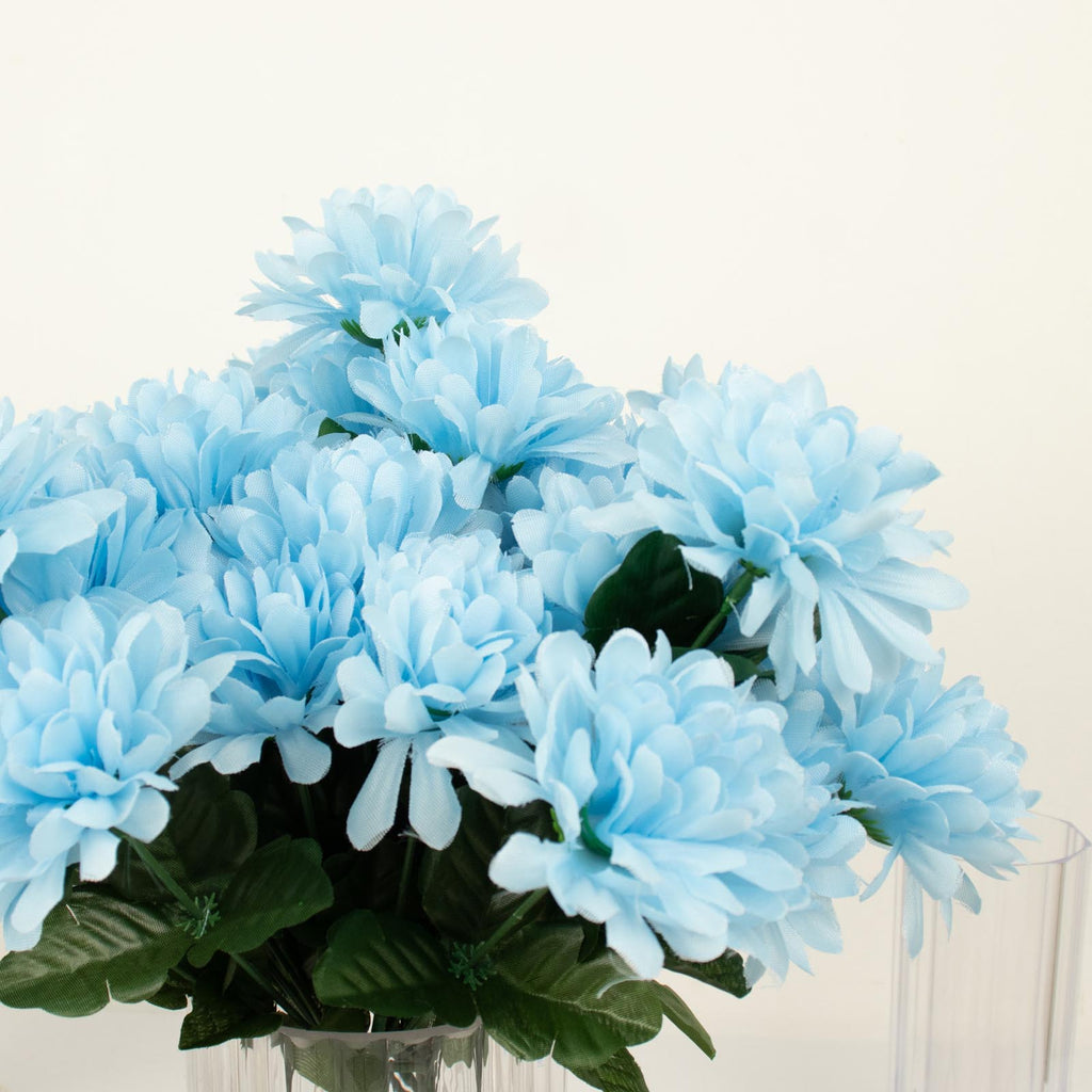 84 Artificial Light Blue Silk Chrysanthemum Flowers Wedding Bridal