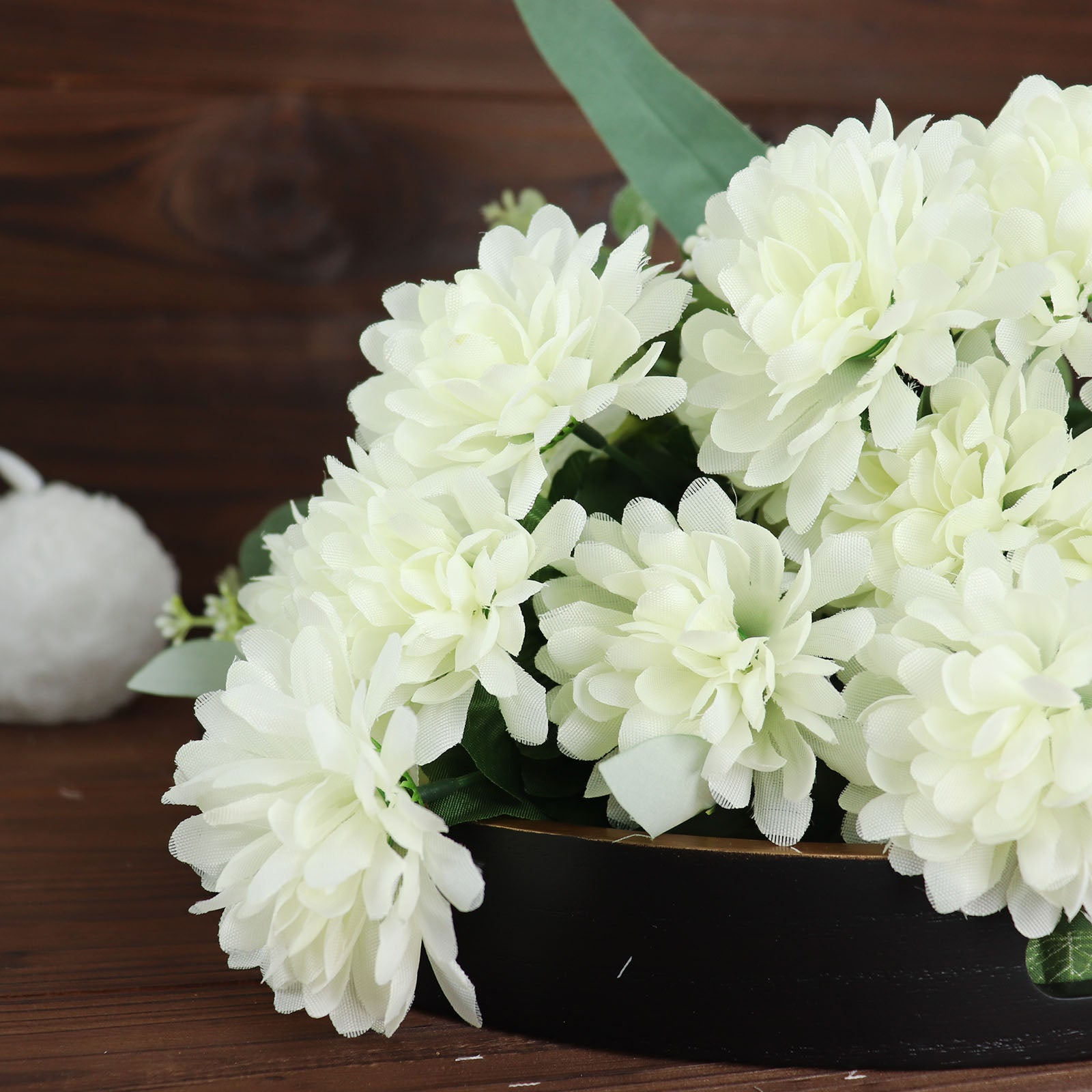 12 Bushes Cream Artificial Silk Chrysanthemum Flower Efavormart